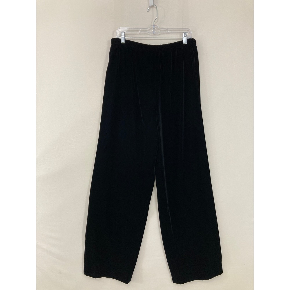 NWT Vintage Saks Fifth Avenue Velvet Wide Leg Pants size 14 Black Pull-on Comfy‎